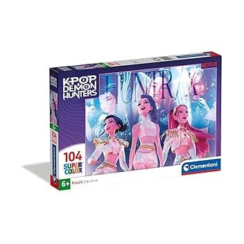 Clementoni - Puzzle per Bambini 104 Pezzi Supercolor, per Bambini 6+ Anni, Illustrazione con Personaggi della Serie K-pop Demon Hunters, Idea Regalo, Made in Italy, 38x27 cm, 21762