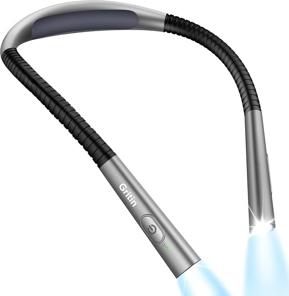 Gritin Luce per Lettura Libri a Letto Collo, LED Luce Lampada da Lettura per Libro, Ricaricabile, Timer da 30 Minuti, 4 Temperature Colore, Dimmerabile Senza Livelli, Perfetta per Notturna Leggere