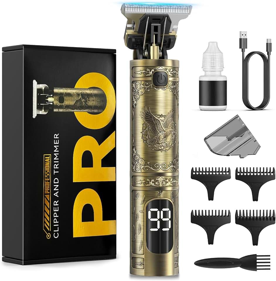 Tagliacapelli Uomo Professionale, Regolabarba Uomo Rasoio Elettrico Barba con Display LED Kit Rifinitore Capelli e Barba Senza Fili Ricaricabile USB C Batteria Potente Regalo Uomo
