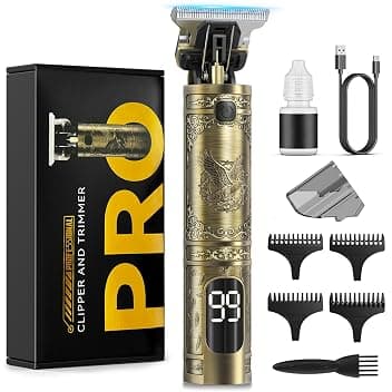 Tagliacapelli Uomo Professionale, Regolabarba Uomo Rasoio Elettrico Barba con Display LED Kit Rifinitore Capelli e Barba Senza Fili Ricaricabile USB C Batteria Potente Regalo Uomo