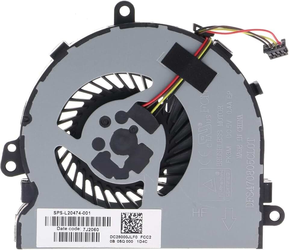 Ventola di raffreddamento CPU per HP 15-DA, 15-DB, 15-DI, 15-DR, 15Q-DX, 15T-DS, 250, 255, 256 G7 L20474-001 FK3M DFS470805CL0T - Ventola per laptop - 15 decibel - 4 poli - 1 pezzo