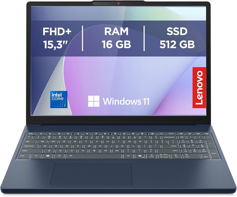 Lenovo IdeaPad Slim 3 Notebook 15,3” WUXGA (1920x1200), Intel Core 7 240H, 16GB RAM, 512GB SSD, Windows 11 Home, WiFi 6 - Cosmic Blue