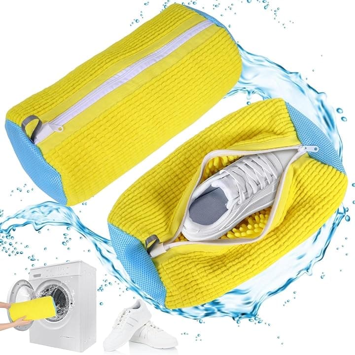 Sacchetto Scarpe Lavatrice 2 Pezzi, Sacchetti Riutilizzabili con Cerniera Invisibile, Microfibra Sacca per Lavare Scarpe In Lavatrice Pulizia Completa a 360° per Sneakers e Scarpe Sportive