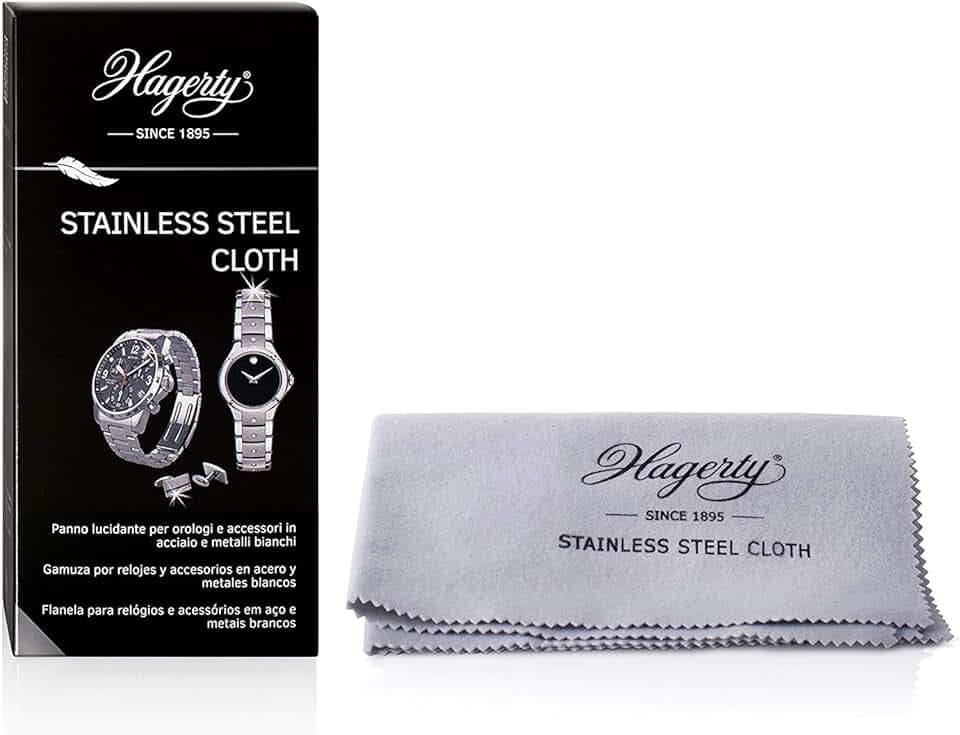 Hagerty Hagerty Stainless Steel Cloth Panno impregnato per pulire acciaio inox, lucida orologi, 36x30cm I in 100% cotone I per gioielli, accessori in metallo