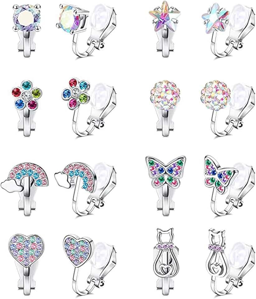 Guyode 6 Paia Orecchini Bambina Clip, Orecchini Bambina Anallergici, Senza Buco Colorati, Clip Donna Anallergici, Carino Colorati per Donne Ragazze