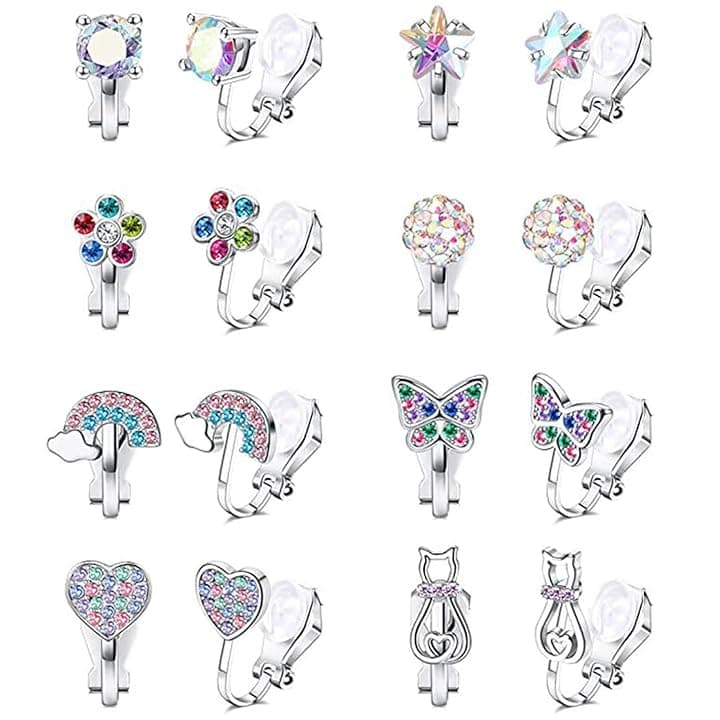 Guyode 6 Paia Orecchini Bambina Clip, Orecchini Bambina Anallergici, Senza Buco Colorati, Clip Donna Anallergici, Carino Colorati per Donne Ragazze