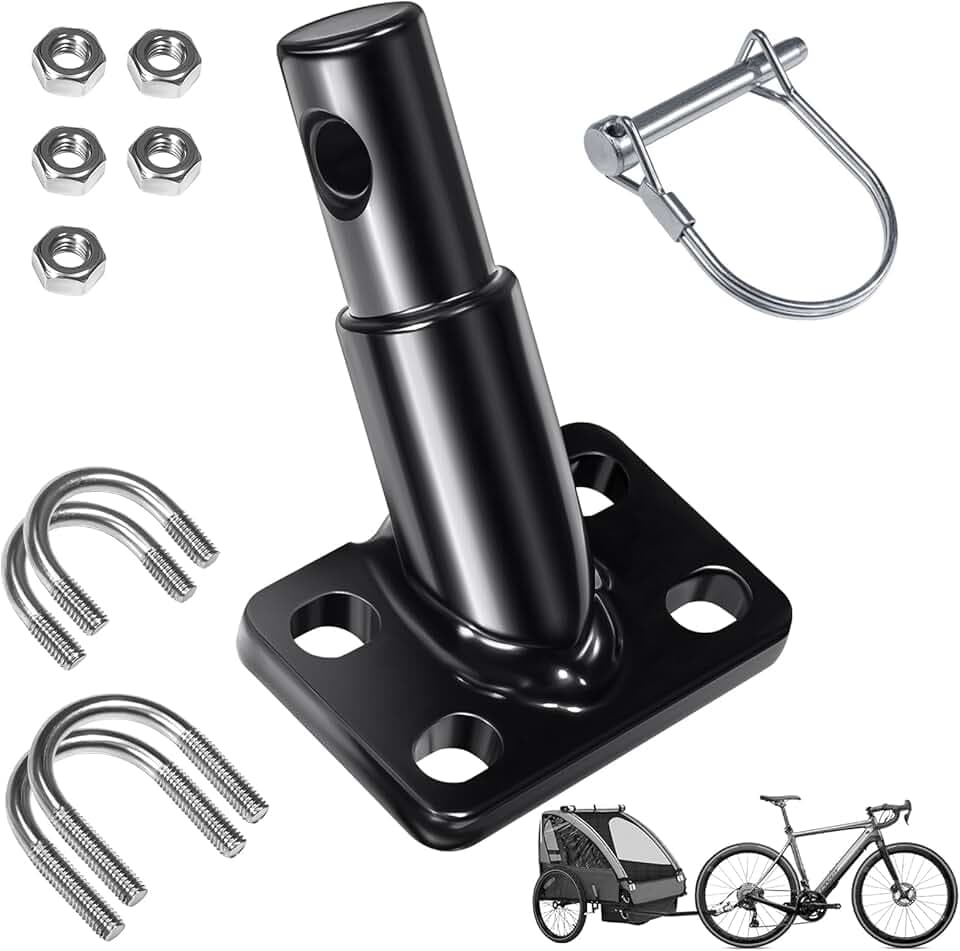 Gancio di traino universale per bicicletta, con doppio perno di sicurezza per rimorchi per bambini, rimorchio per cani, rimorchio per carichi, struttura in acciaio robusta e ad alta resistenza