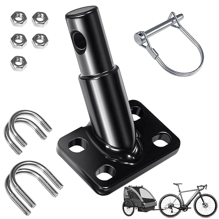 Gancio di traino universale per bicicletta, con doppio perno di sicurezza per rimorchi per bambini, rimorchio per cani, rimorchio per carichi, struttura in acciaio robusta e ad alta resistenza