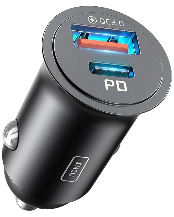 INIU Caricatore Auto USB C, 60W [Type C 30W + USB A 30W] Caricatore Auto Accendisigari, Caricabatterie Auto USB C Kit di Accessori da Auto Per Cellulari per iPhone 17 16 15 Pro Max, Xiaomi, iPad, ecc