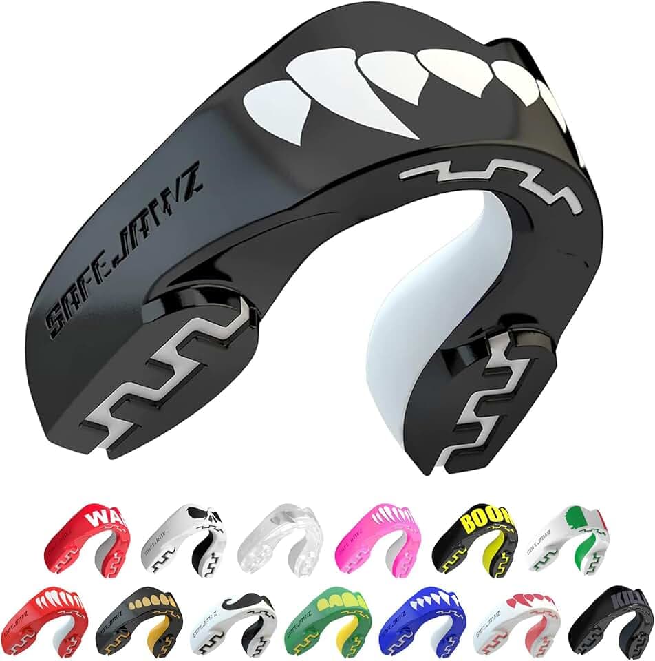 SAFEJAWZ Vestibilità Slim Paradenti Sportivo Adulti e Bambini Contatto Completo per Tutti Gli Sport, tra Cui Rugby, MMA, Hockey, Judo Arti Marziali e Boxe