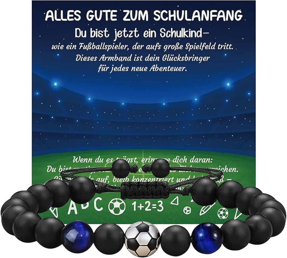 nplaseta Regali Braccialetto di Calcio per Ragazzi, regali di Compleanno e Natale per Ragazzo, regali per Figli, Nipoti e Fratelli, Braccialetto di Calcio in Pietra Naturale 3D