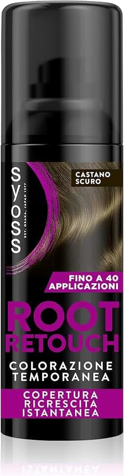 Syoss Root Retouch Colorazione Temporanea Spray Castano Scuro 120 ml, Ritocco capelli bianchi e ricrescita capelli resistente a pioggia e sudore, Fino a 40 applicazioni