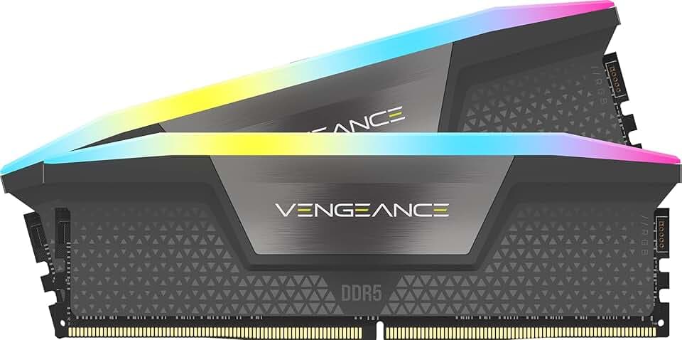 CORSAIR VENGEANCE RGB DDR5 32GB (2x16GB) DDR5 6000MHz CL36 AMD EXPO Intel XMP iCUE Memoria Compatibile per Computer - Grigio (CMH32GX5M2E6000Z36)