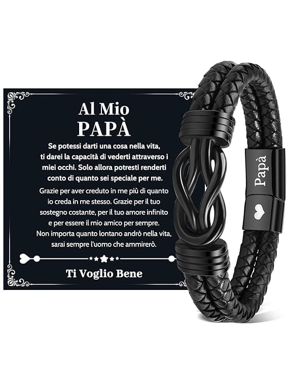 VU100 Bracciale Papà Regalo per la Festa del Papà Regalo per Papà Bracciale in pelle da Uomo Per il mio Miglior Papà Ti Voglio Bene Bracciale Regalo di Compleanno per Papà Uomo