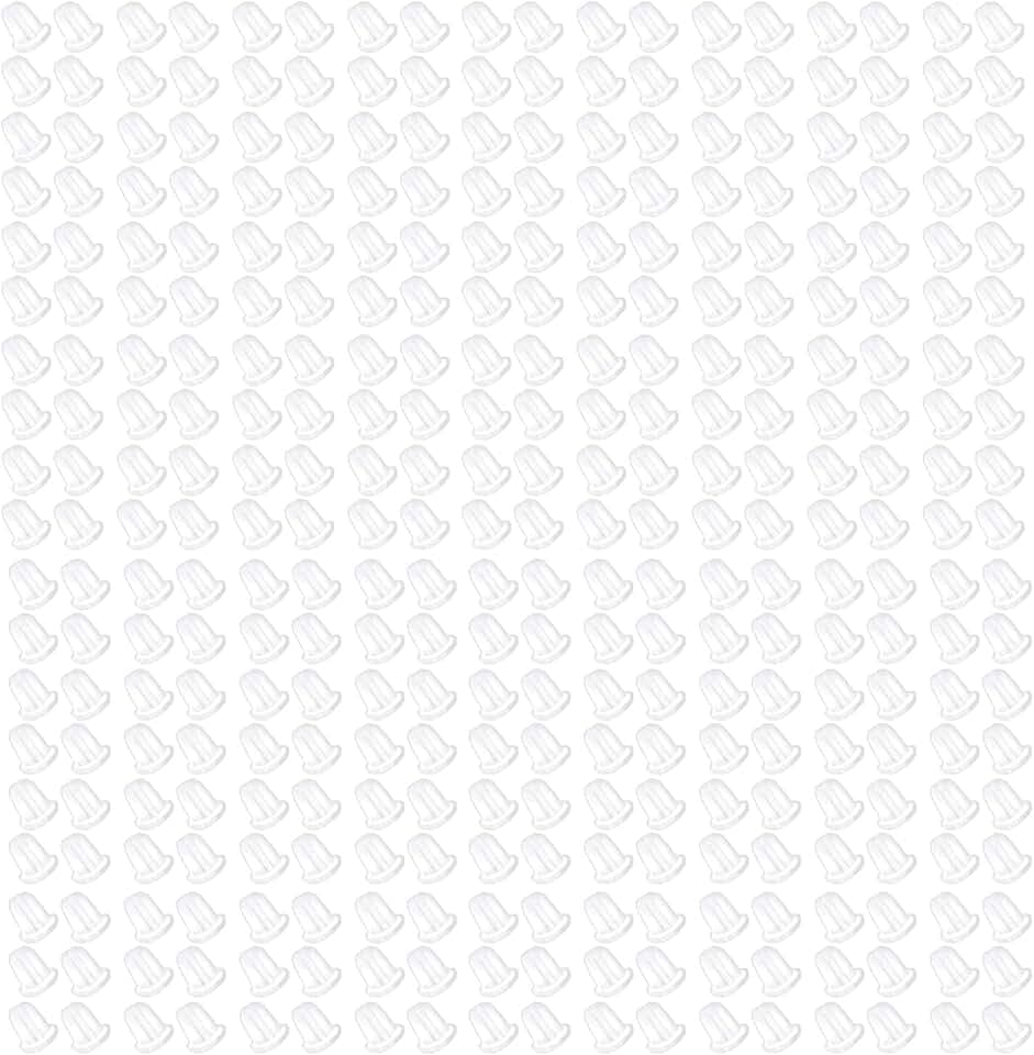 TingDongWei TingDongWei 200 Pezzi Ferma Orecchini in Silicone Universale, Orecchino Chiusura 5x5mm Trasparente, Fermagli per Orecchini
