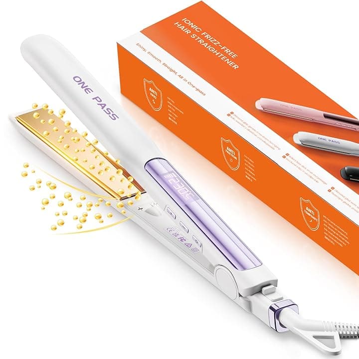 Faszin Piastra Capelli Professionale 2-In-1, Piastre Ioniche di Titanio, Riscaldamento In Soli 20 Secondi, Display LCD Chiaro, Ideale Per Capelli Lisci, Ricci e Mossi