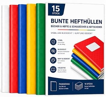 TK Gruppe Timo Klingler 15 Copertine Colorate E Buste Formato A4 Per Libri Quaderni Libri Di Scuola E Quaderni Stabili E Opache Mix Di Colori Tinta Unit