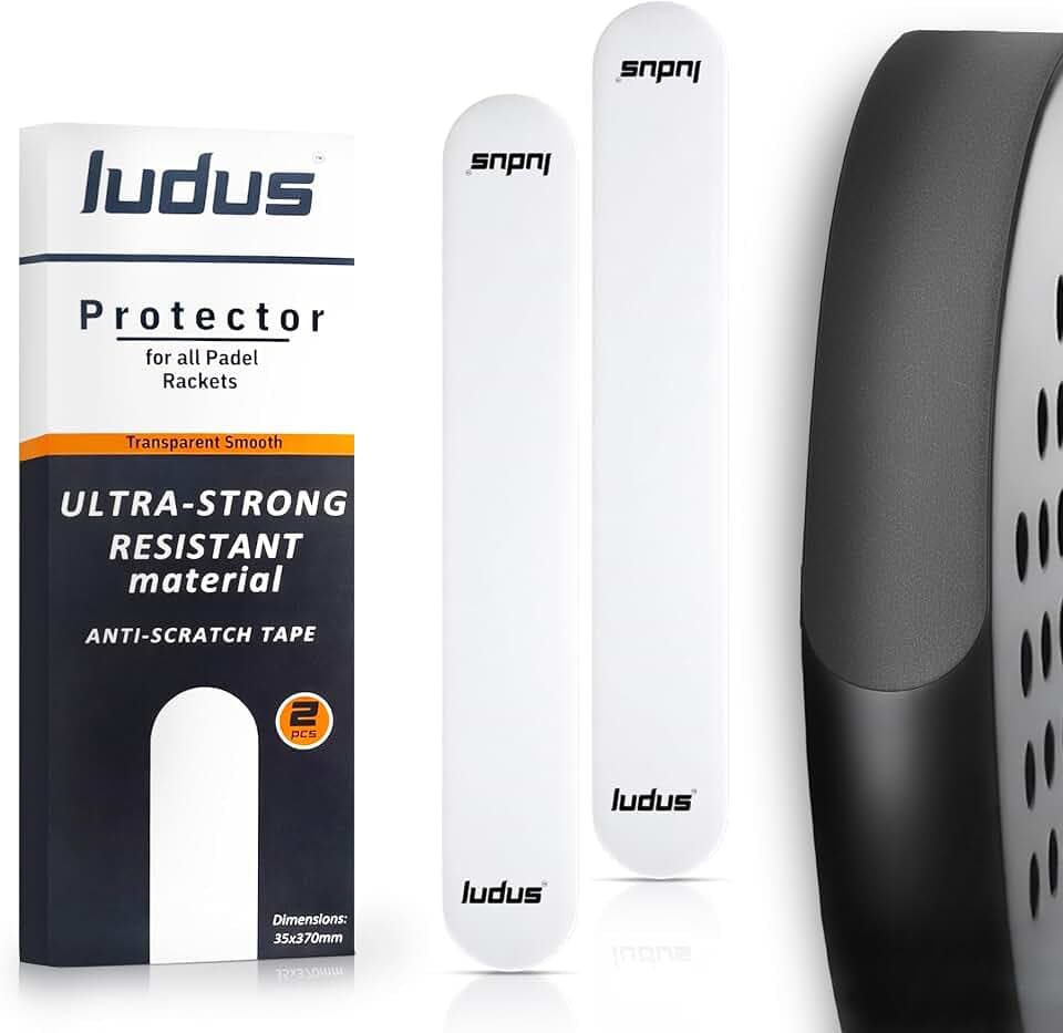 Ludus Paracolpi Racchetta Padel Trasparente, Superficie Liscia, Confezione da 2, Protezione Resistente ed Elastica, Facile da Applicare, Minime Bolle d’Aria 35x370 mm