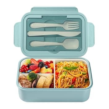 Diboniur Lunch Box, Porta Pranzo 1400 ml con Posate e 3 Scomparti, Blu