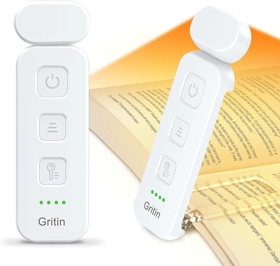 Gritin Luce per Lettura Libri a Letto, 7 LED Luce Lampada da Lettura per Libro Ricaricabile Clip, 3 Temperatura Colorei, 5 Luminosità & Regolabili in Continuo per Gli Amanti dei Libri