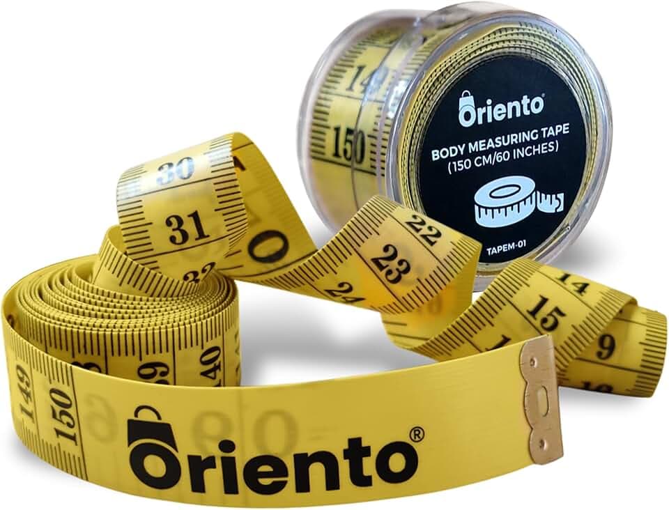 Oriento Metro a Nastro per Misurare Corpo da 150 cm/60 Pollici – Centimetro da Sarta Double Face per Sartoria, Cucito, Artigianato - Metro da Sarta Morbido con Centimetri e Pollici
