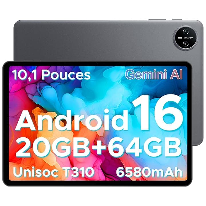 DOOGEE Tab A9 Android 16 Tablet 10 Pollici, 20GB RAM + 64GB ROM (TF 2TB), 6580mAh Batteria, 5G WiFi, 1280 * 800 IPS, BT5.0, 5MP+8MP, Tablet in Offerta gaming Unisoc T310 Quad Core/OTG/Face Unlock