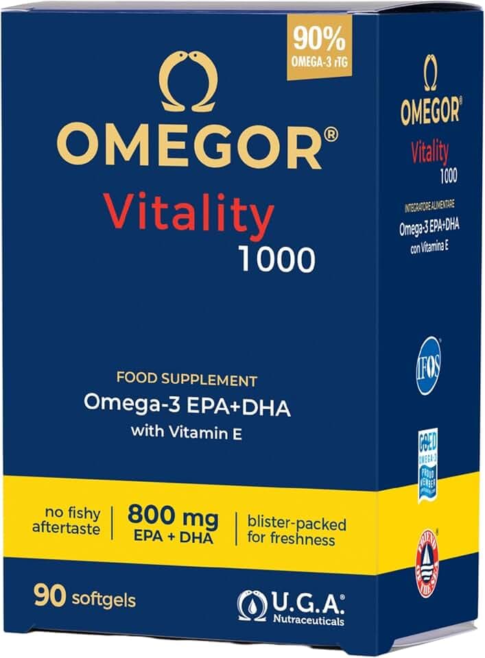 Omega 3 IFOS 5 Stelle 90 cps - Olio di Pesce Omega 3 1000mg - Ricco di EPA e DHA - Senza Retrogusto, Facile da Digerire, Privo di Metalli Pesanti