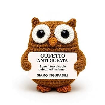 DAF Gufetto Anti Gufata© - Portafortuna da Regalare | Morbido Gufetto Alto 8 cm con Elegante Scatola