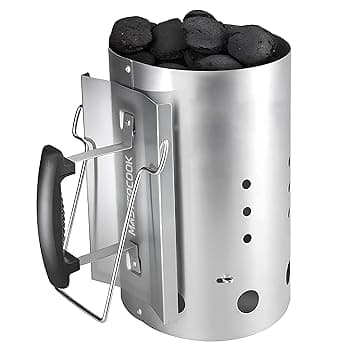 Brigros MasterCook Ciminiera Accenditore Barbecue con Impugnatura di Sicurezza in Alluminio, Accendi Carbonella Diametro 19 cm e Altezza 30 cm, Capienza Oltre 1,5 kg