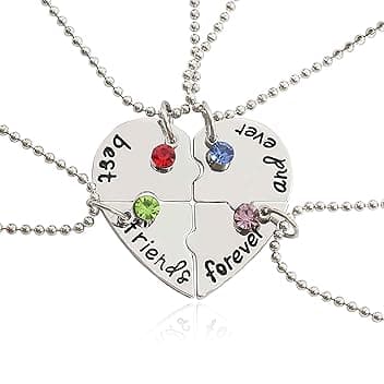 IBXWMNG IBXWMNG Collane Amicizia 4 Pezzi Per Sempre Migliori Amici Ragazze - Ciondolo Catena Regali Perfetti di Compleanno (Argento)