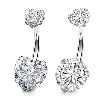 FECTAS Piercing Ombelico Argento 10 mm Acciaio Chirurgico 14G Anello Piercing Ventre con Pietra zircone