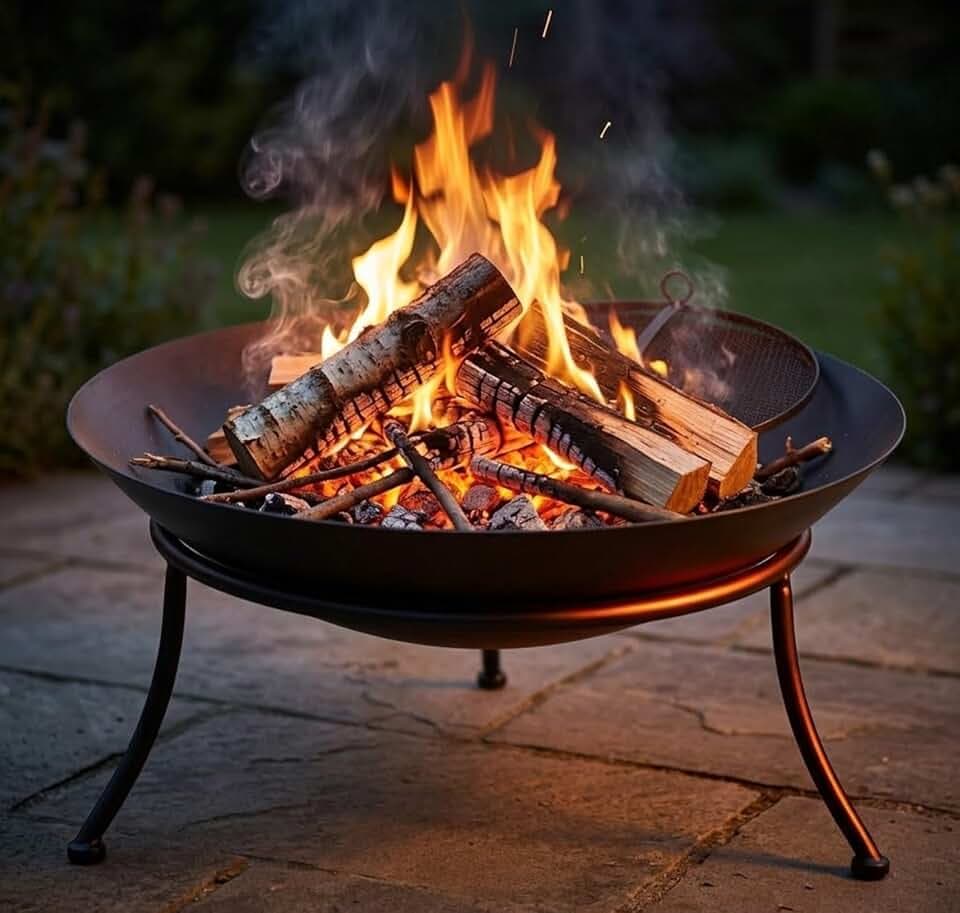 Braciere da Esterno Giardino Terrazzo Cestino in Ferro per Legna Ciotola per Fuoco Braciere Rotondo Mod. Melbourne (SMALL)