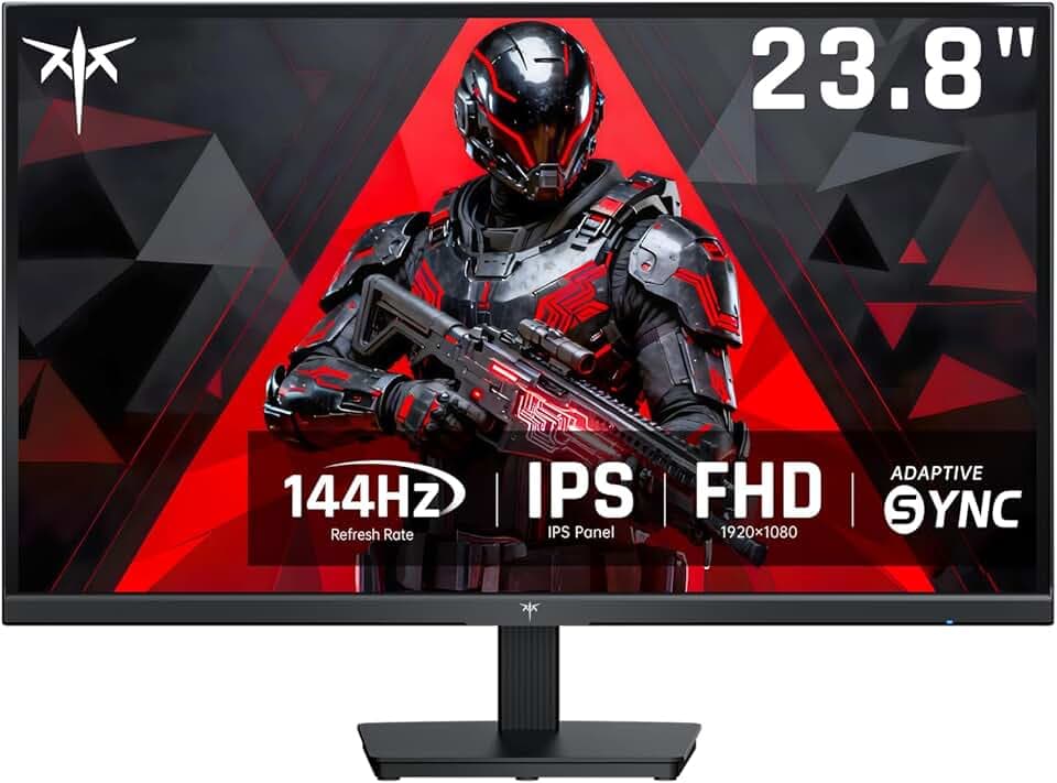 KTC Gaming Monitor 24 Pollici, FHD@144Hz 120Hz con IPS Panel, protezione hardware contro la luce blu, 95% DCI-P3, 99% sRGB, ΔE＜2, 300 cd/㎡, 1500:1, Flicker-Free e Adaptive Sync per lavoro e gioco
