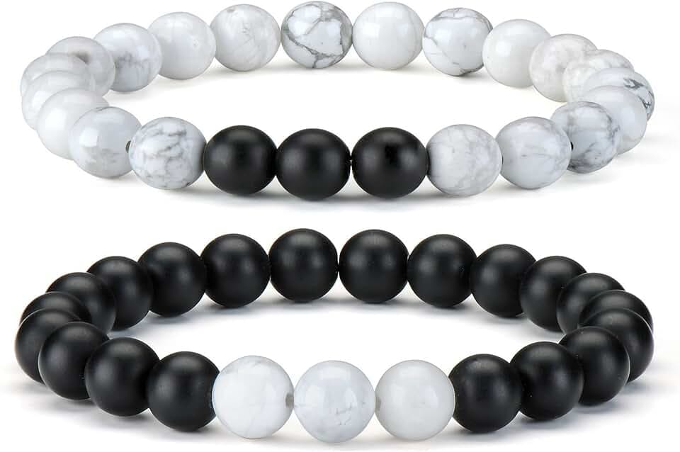Thajaling ChicJ&Y Distance Couple Bracelet Ying Yang Balance Friendship His Hers Bracelet Healing Energy Stone Bracelets