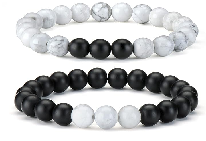 Thajaling ChicJ&Y Distance Couple Bracelet Ying Yang Balance Friendship His Hers Bracelet Healing Energy Stone Bracelets