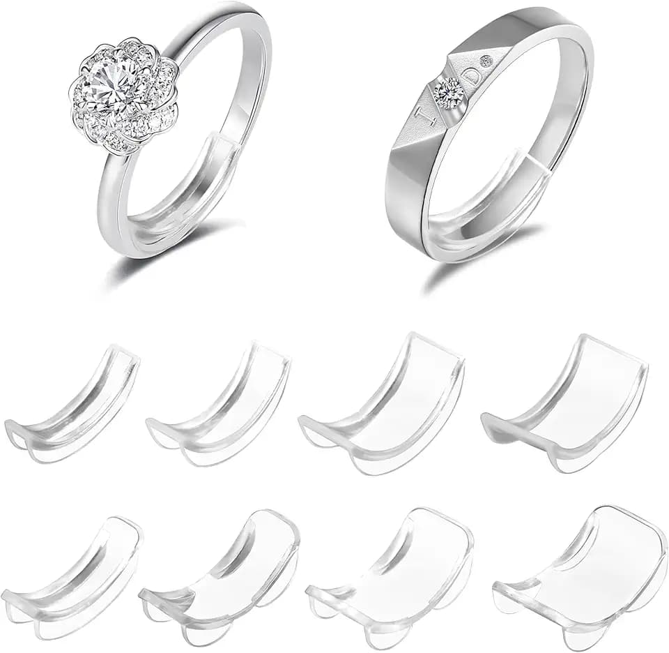 JSMTKJ 24 Pezzi Ferma Anello Stringi Anello Regolatore Della Misura dell'anello Invisibile Misura Anello Trasparente in Silicone Regolazione per Anelli Sciolti