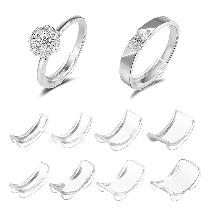 JSMTKJ 24 Pezzi Ferma Anello Stringi Anello Regolatore Della Misura dell'anello Invisibile Misura Anello Trasparente in Silicone Regolazione per Anelli Sciolti
