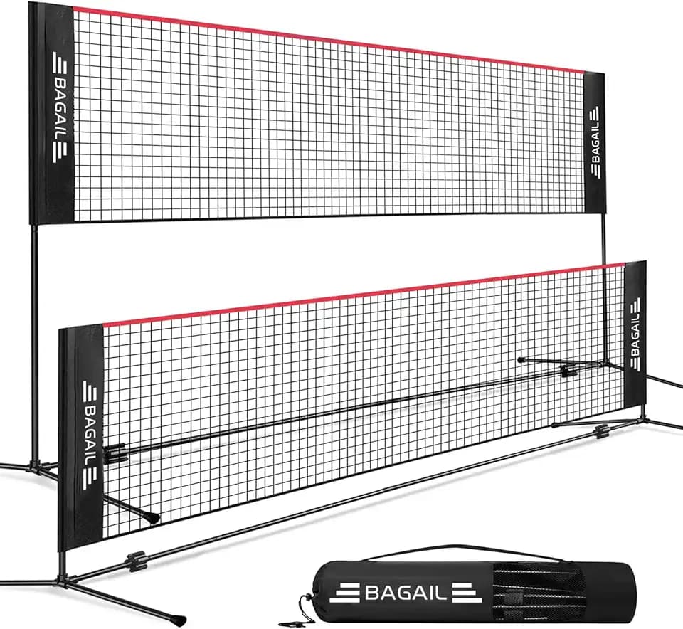 BAGAIL Badminton Net, Rete di Nylon Pieghevole, Supporto regolabile Hieght e Borsa da trasporto portatile, Facile da montare o smontare, Ideale rete sportiva ricreativa per tennis, Badminton.