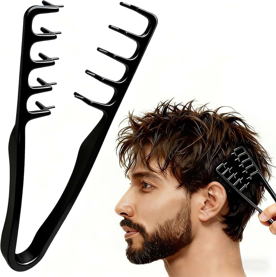 Pettine Denti Larghi,Pettine per Capelli Ricci Texture,Strumento Volumizzante per Radici,Uomini e Donne Accessorio per la Cura Del Parrucchiere,per Coprire le Cuciture Easy Style