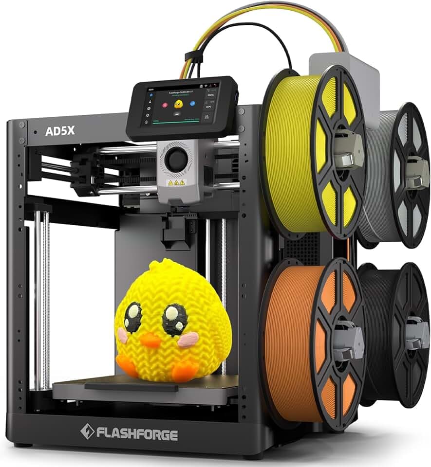 Stampante 3D multicolore Flashforge AD5X per stampe ad alta velocità a 4 colori, velocità massima di 600 mm/s, livellamento automatico con un solo clic, stampante 3D multimateriale con IFS