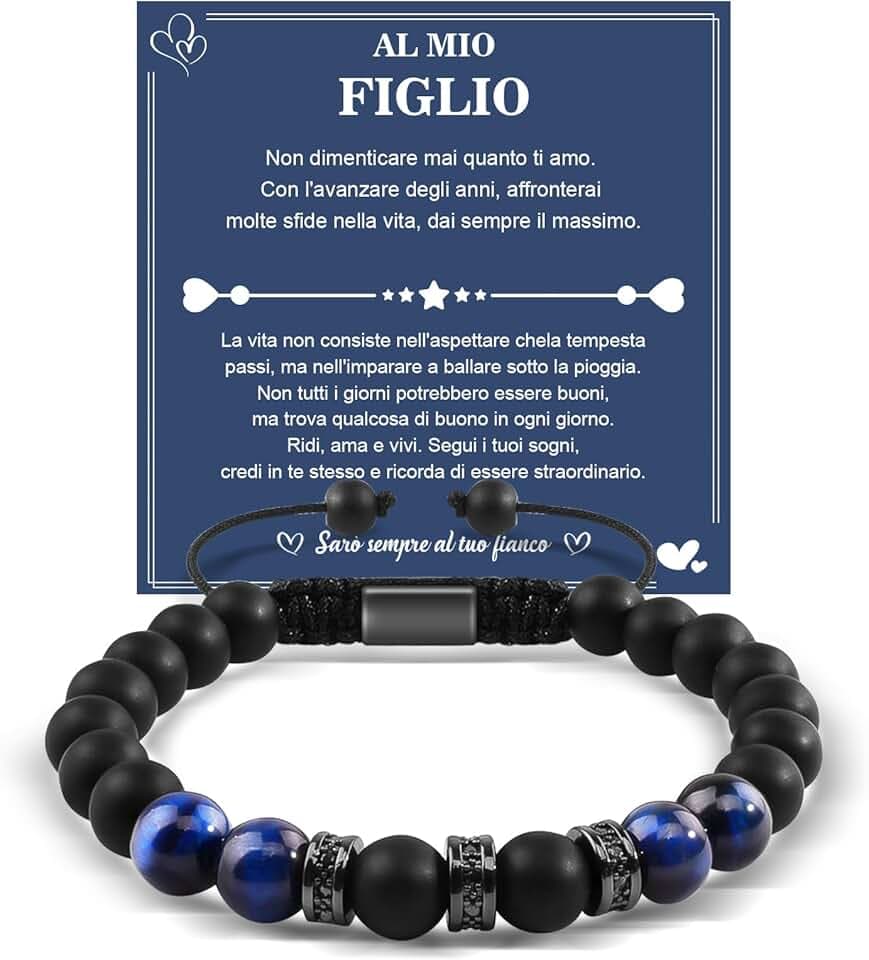 YELUWA Bracciale Mamma E Figlio, Bracciale a Mio Figlio Regalo per Figli, Regalo Compleanno per Figli Blu