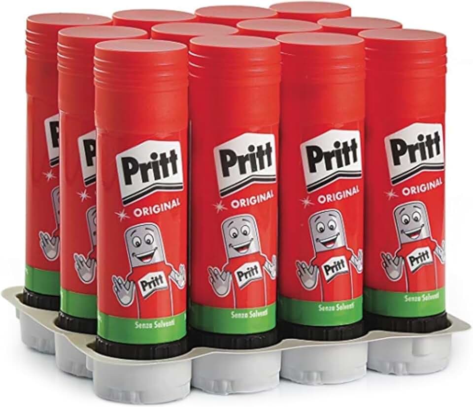Pritt Colla Stick 12 x 22g, Colla per bambini sicura e affidabile, Adesivo per lavoretti e fai da te, con una tenuta forte per uso scuola e ufficio, 12 stick x 22g