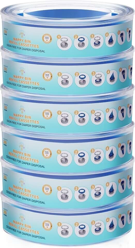 6 Pezzi Ricarica Mangiapannolini – PARPAT Ricariche Compatibili con Secchio per Angelcare, per Maialino, per Foppapedretti e per Litter Locker II – Tenuta Stagna Antiodore