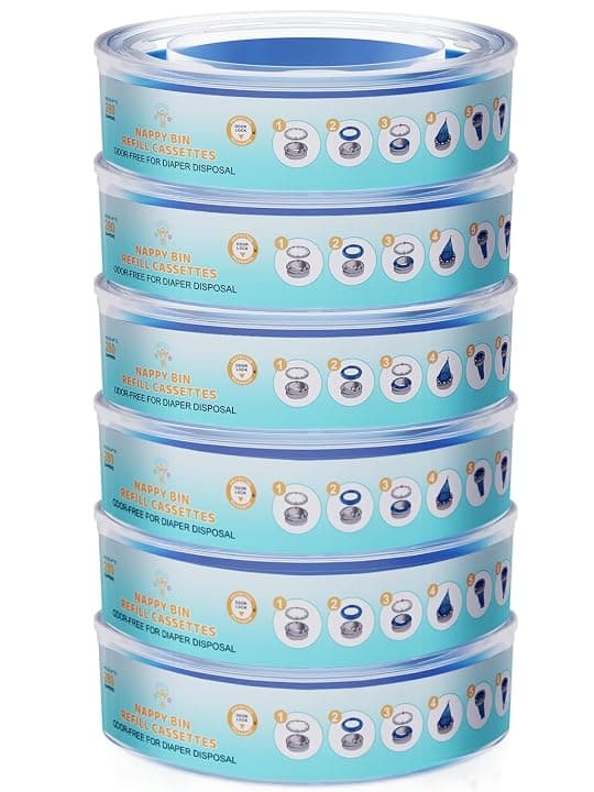 6 Pezzi Ricarica Mangiapannolini – PARPAT Ricariche Compatibili con Secchio per Angelcare, per Maialino, per Foppapedretti e per Litter Locker II – Tenuta Stagna Antiodore