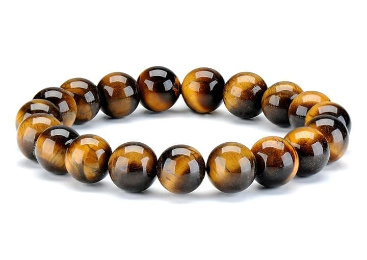 Thajaling Occhio di Tigre Bracciale in vera Naturale, Energia Braccialetti Per Uomo Donna Braccialetto Perline Mala Elastico 10 mm