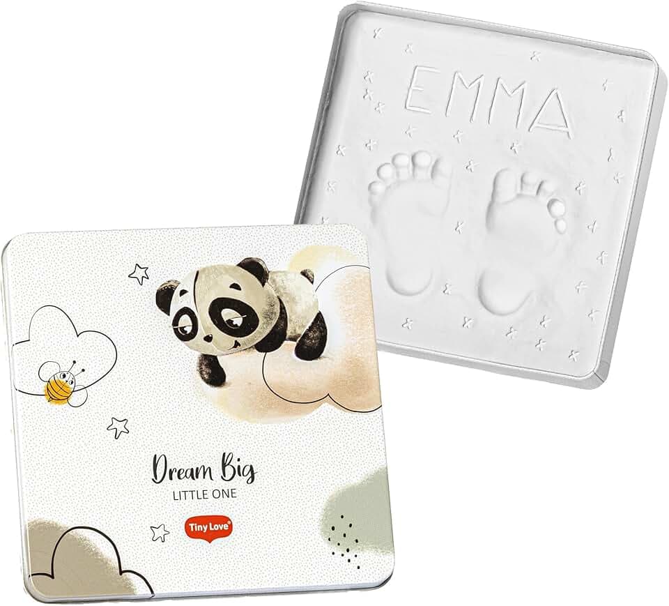 Tiny Love Magic Box Quadrata, Scatola Ricordi Neonato, Impronta Mani e Piedi Neonati, Kit impronte neonato, Testato Dermatologicamente, Idea Regalo Neonato, Regalo Nascita, Tiny Creations