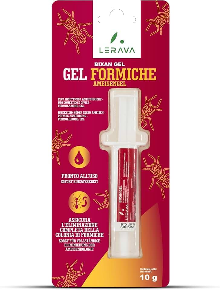 LERAVA Gel Insetticida Formiche (10 g) - Esca Potente per Eliminare Colonie - Anti Formiche Sicuro per Casa Famiglia Animali - Gel Pronto all'Uso per Massima Efficacia Interni Esterni