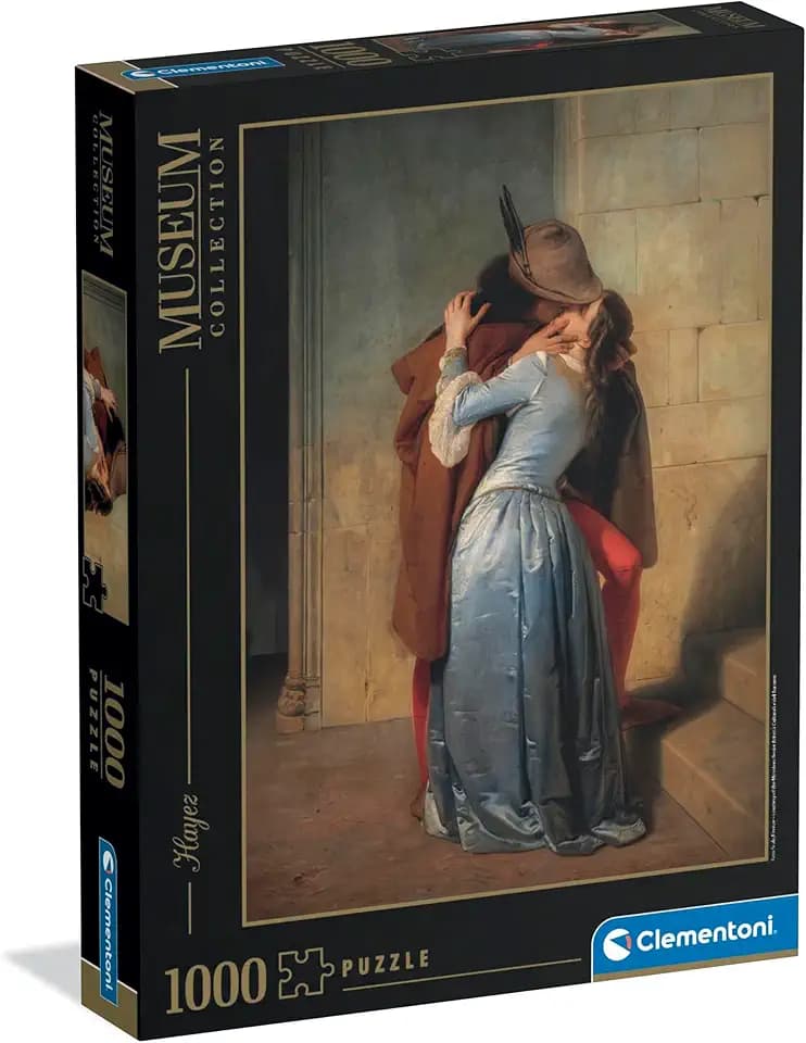 Clementoni - Puzzle 1000 Pezzi Arte per Adulti e Ragazzi, Museum Collection, Tema Bacio di Hayez, Idea Regalo Uomo e Donna, Made in Italy, 70x50 cm, 39994