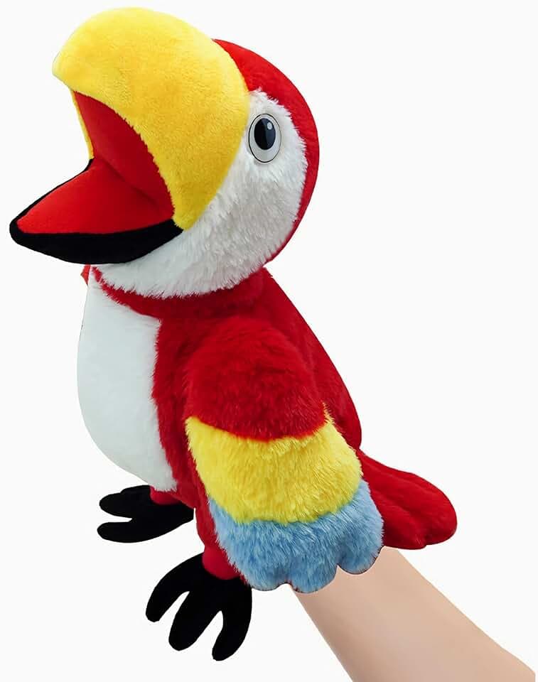 Marionette a mano per uccelli per bambini,include pappagalli, pavoni, ecc. Con bocche aperte mobili, perfette per raccontare storie, insegnare, scuola materna, regali di compleanno