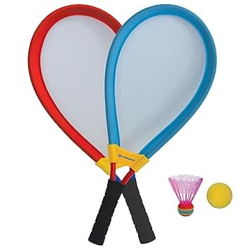 Schildkröt Set di Racchette Giganti, 2 Racchette da Badminton XL con una Rete Elastica, una Palla Morbida e un Volano Jumbo Colorato, 970150